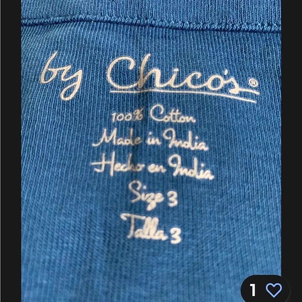 Chico's Women 3/4 Sleeve Boat Neck 100% Cotton Blue Size 3. NWT - Picture 8 of 12